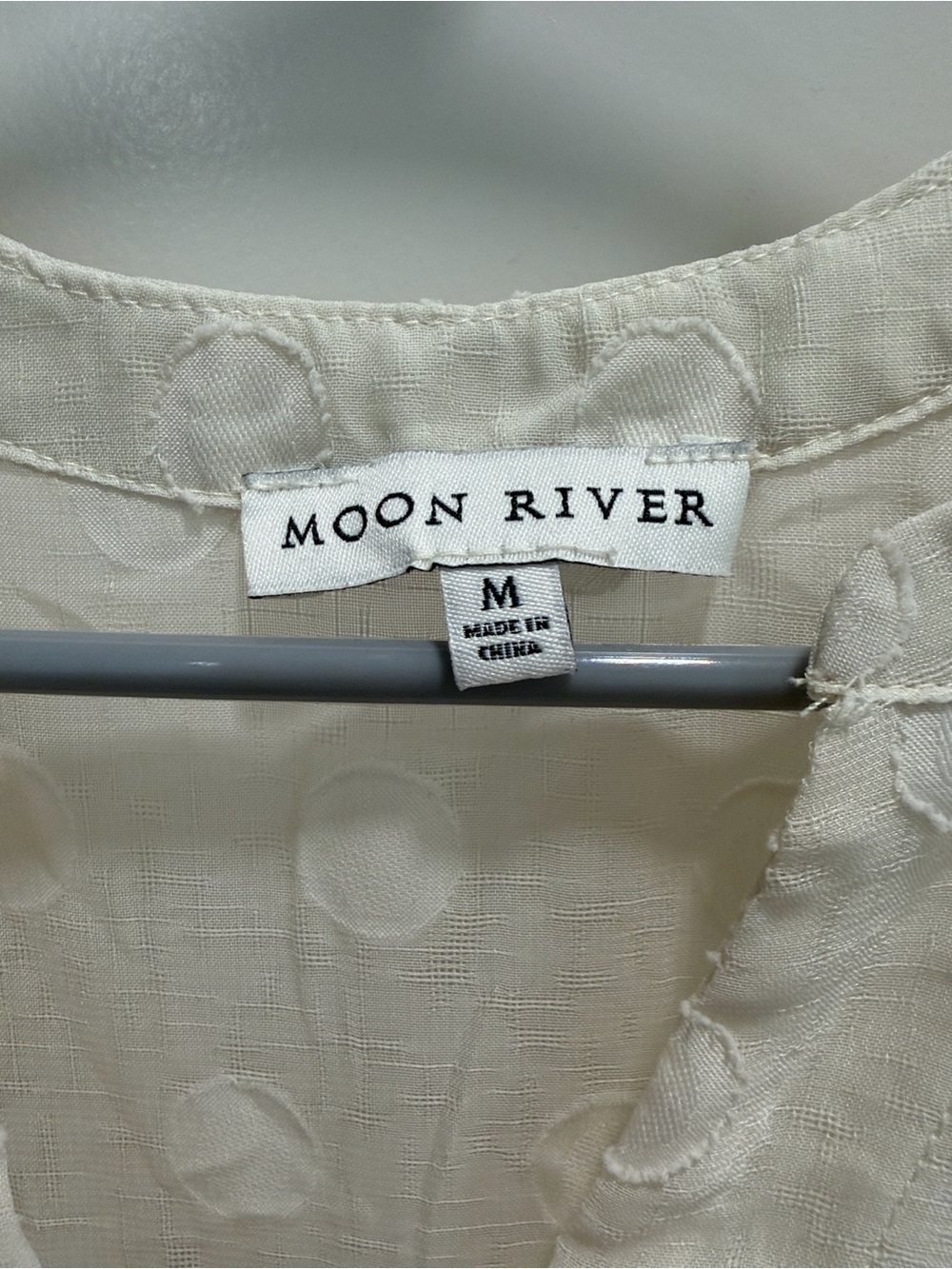 Moon River / Anthropologie Ivory Sheer Polka Dot Midi Dress - Picture 2 of 9